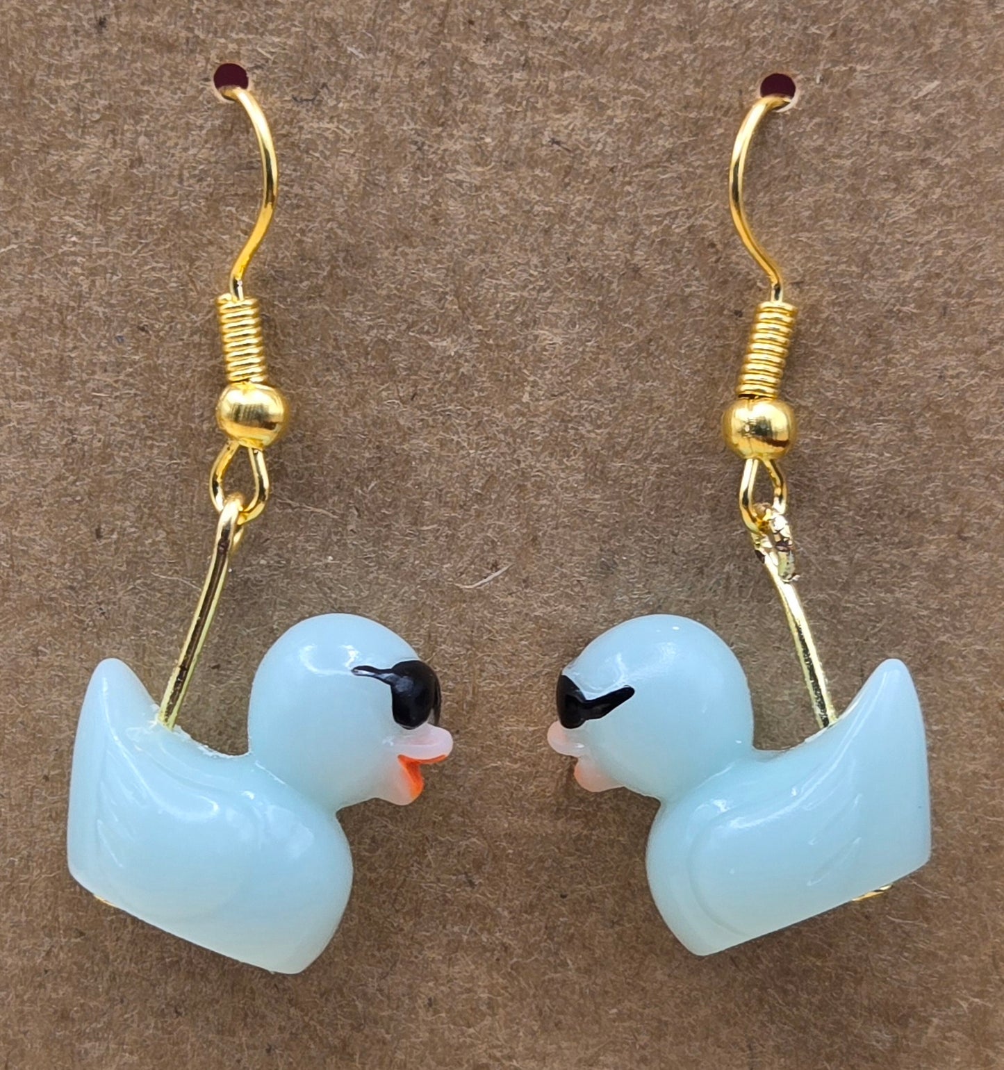 Light Blue Duck with Sunglasses Earrings
