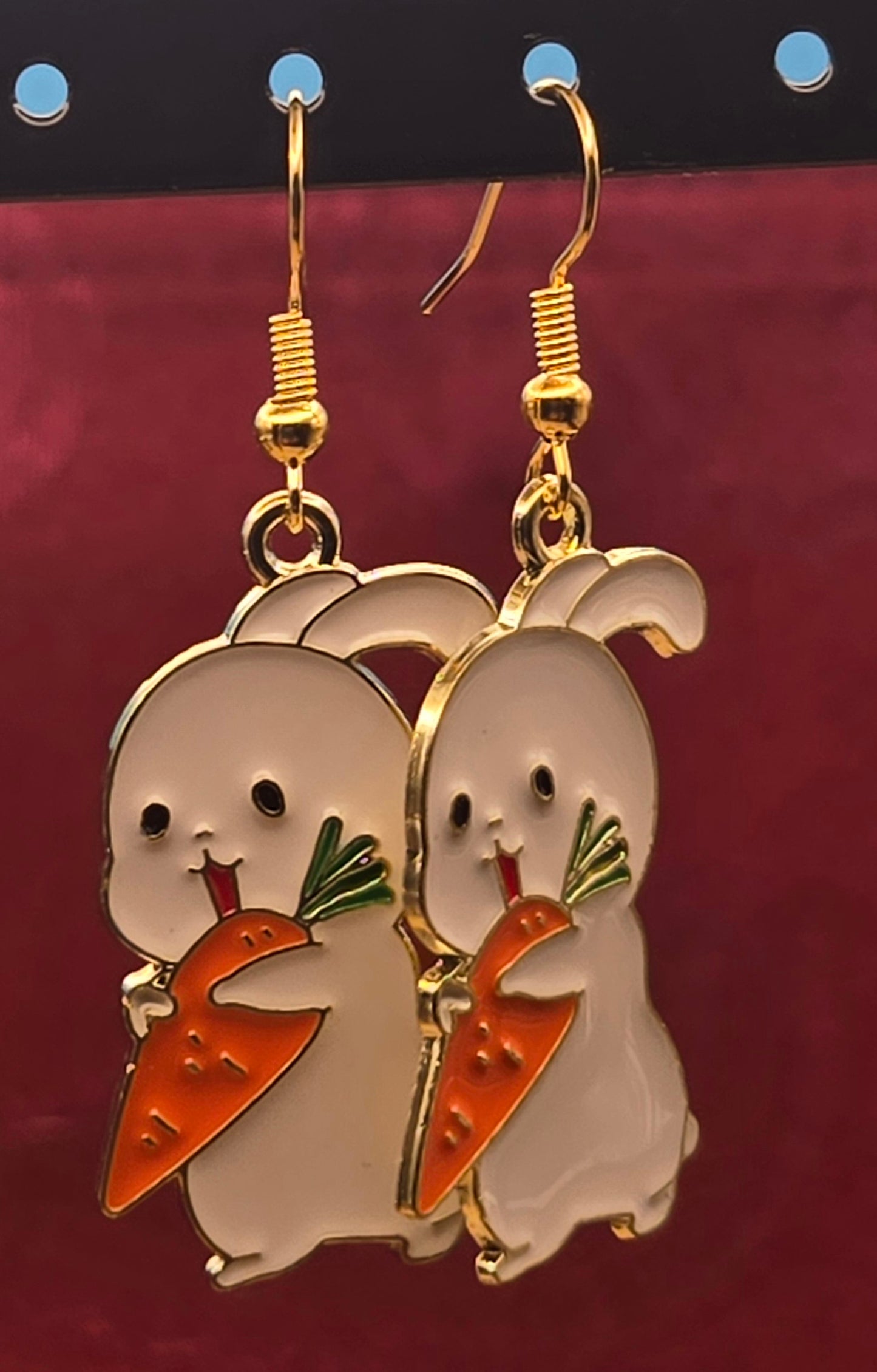 Easter Rabbit Holding Carrot Earrings