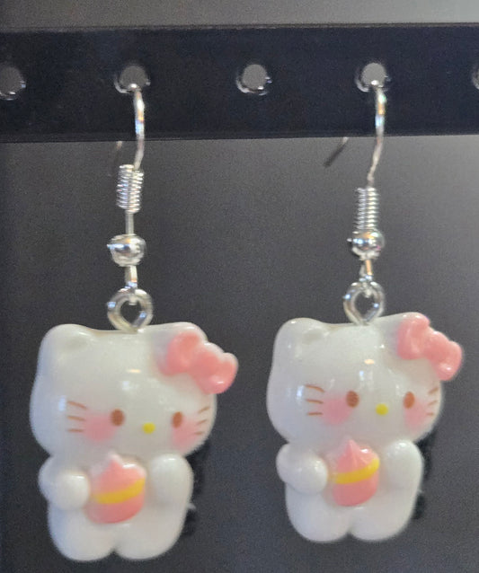 Cat Holding Baby Bottle Earrings