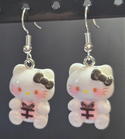 Cat with Present Earrings