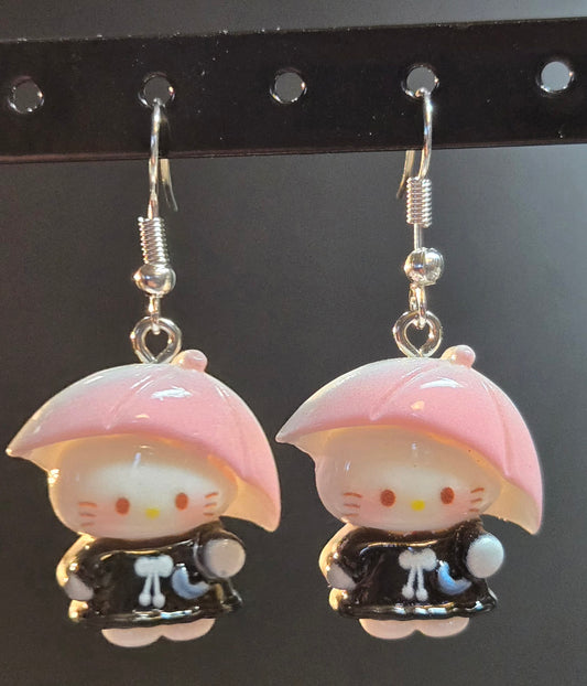 Cat With Umbrella Earrings
