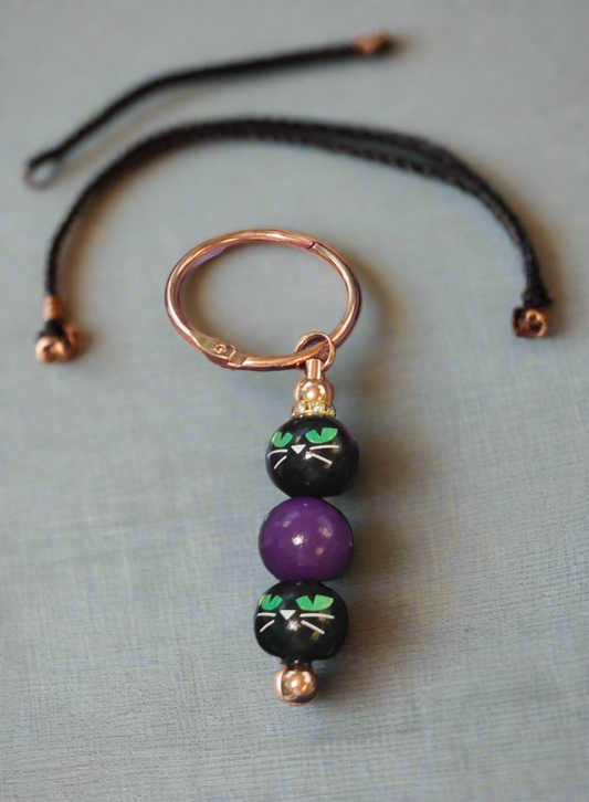 Black Cat Copper Keychain