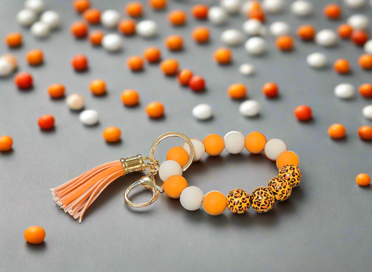 Orange and White Wristlet
