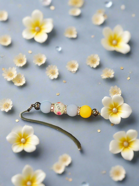Floral and Light Blue Bookmark