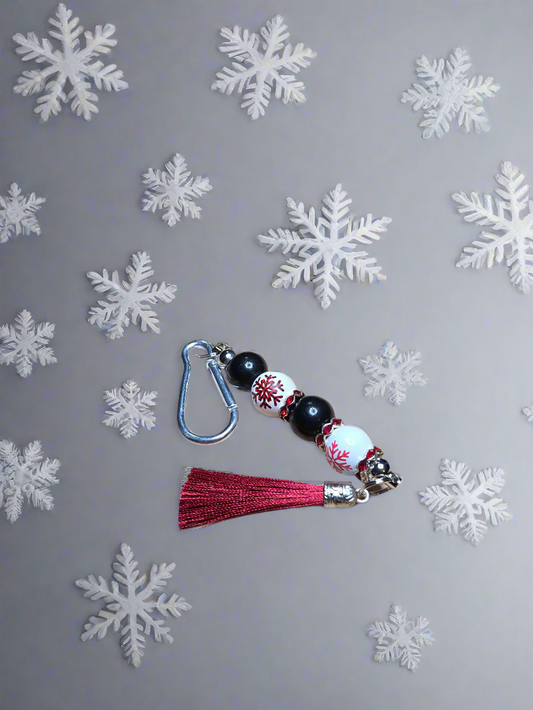 Red and Black Snowflake Keychain