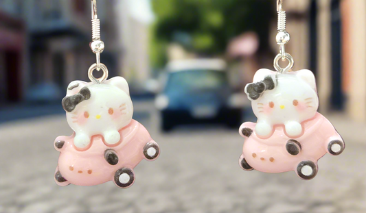 Cat Driving Car Earrings