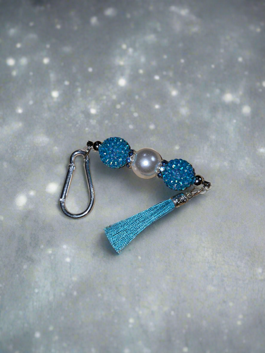 Winter Blue and Pearl Keychain