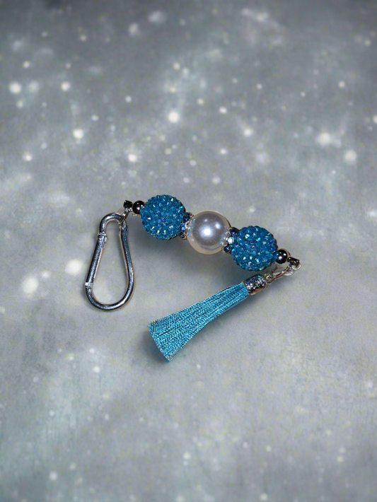 Winter Blue and Pearl Keychain
