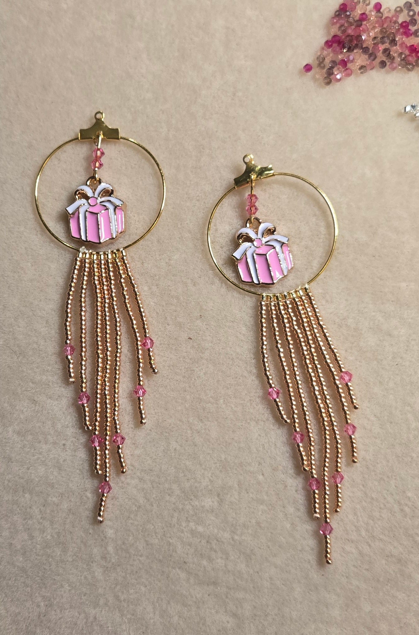 Pink Present Hoop Earrings