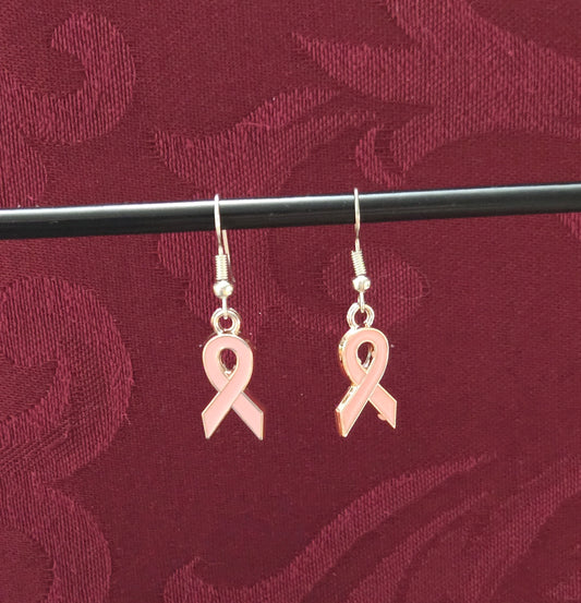 Light Pink Awareness Ribbon Earrings