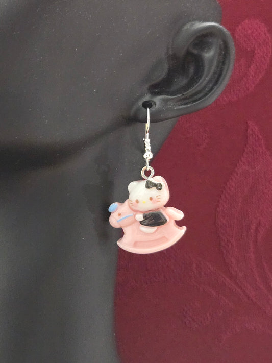Cat on Rocking Horse Earrings