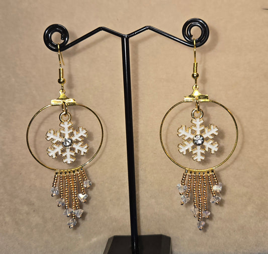 White Snowflake and Golden Earrings