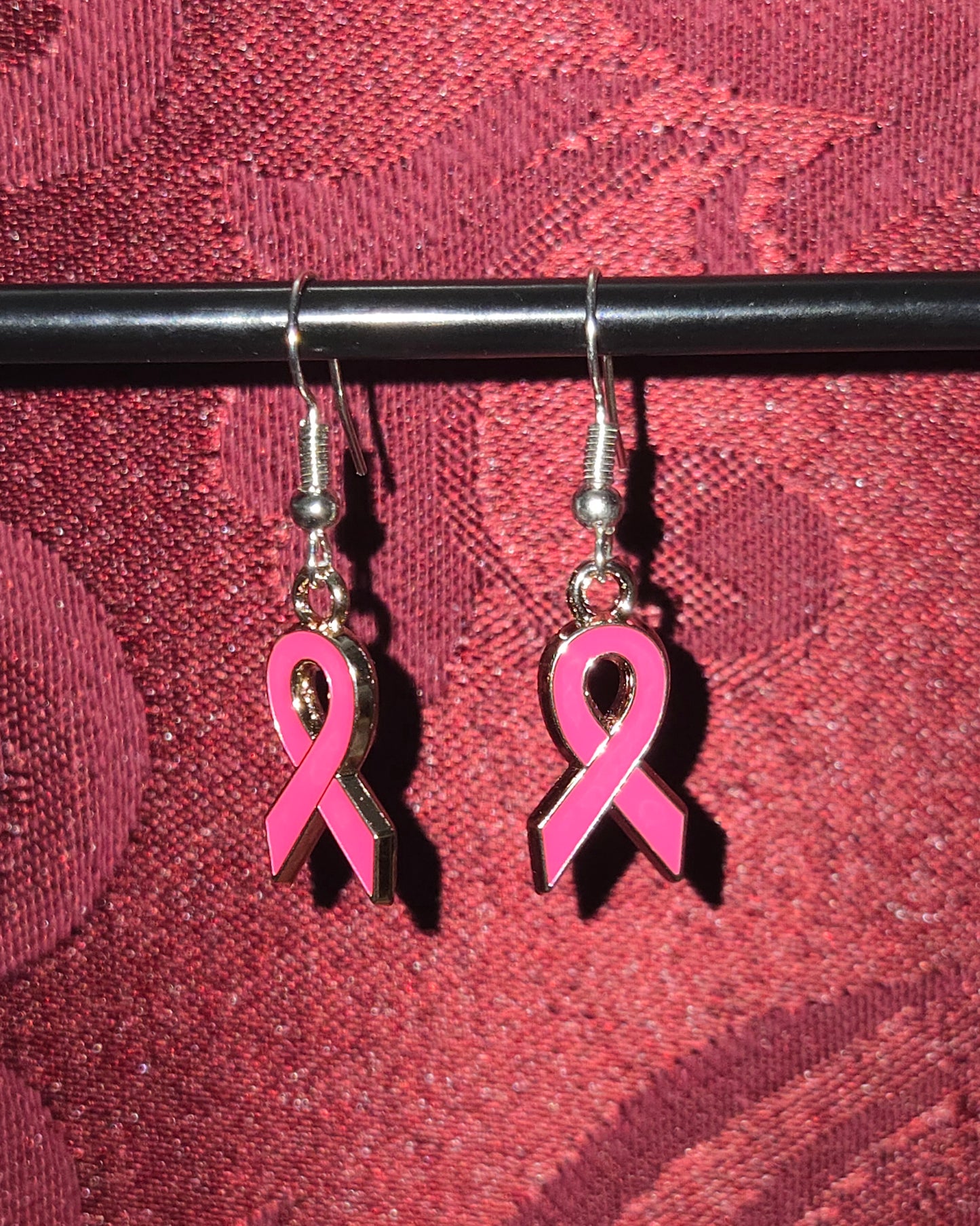 Hot Pink Awareness Ribbon Earrings