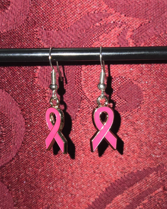 Hot Pink Awareness Ribbon Earrings